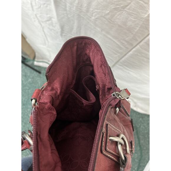 FOSSIL Red‎ Leather Large Business Bag Tote Purse Metal Embellishment Vintage - Picture 8 of 10